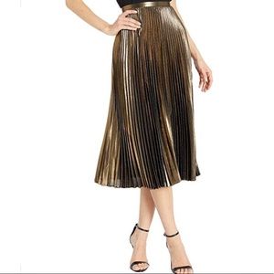 Ralph Lauren Gold Pleated Midi Skirt
